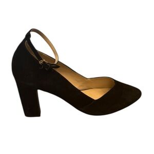 Cole Haan Grandos Black Suede Block Heel with Removable Ankle Strap